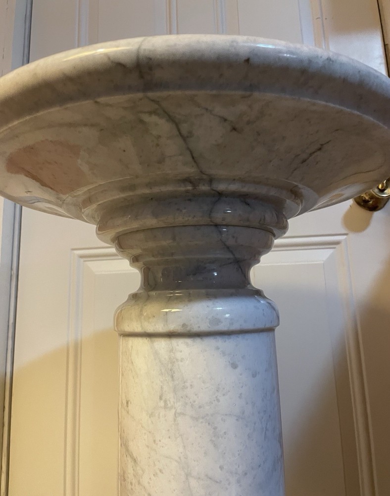 Vintage Solid Marble Pedestal or Column 32” Tall Very Heavy