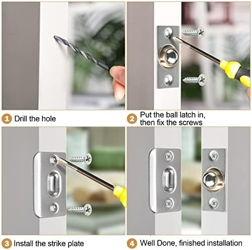 Adjustable Stainless Steel Ball Catch Hardware - 16 Pack