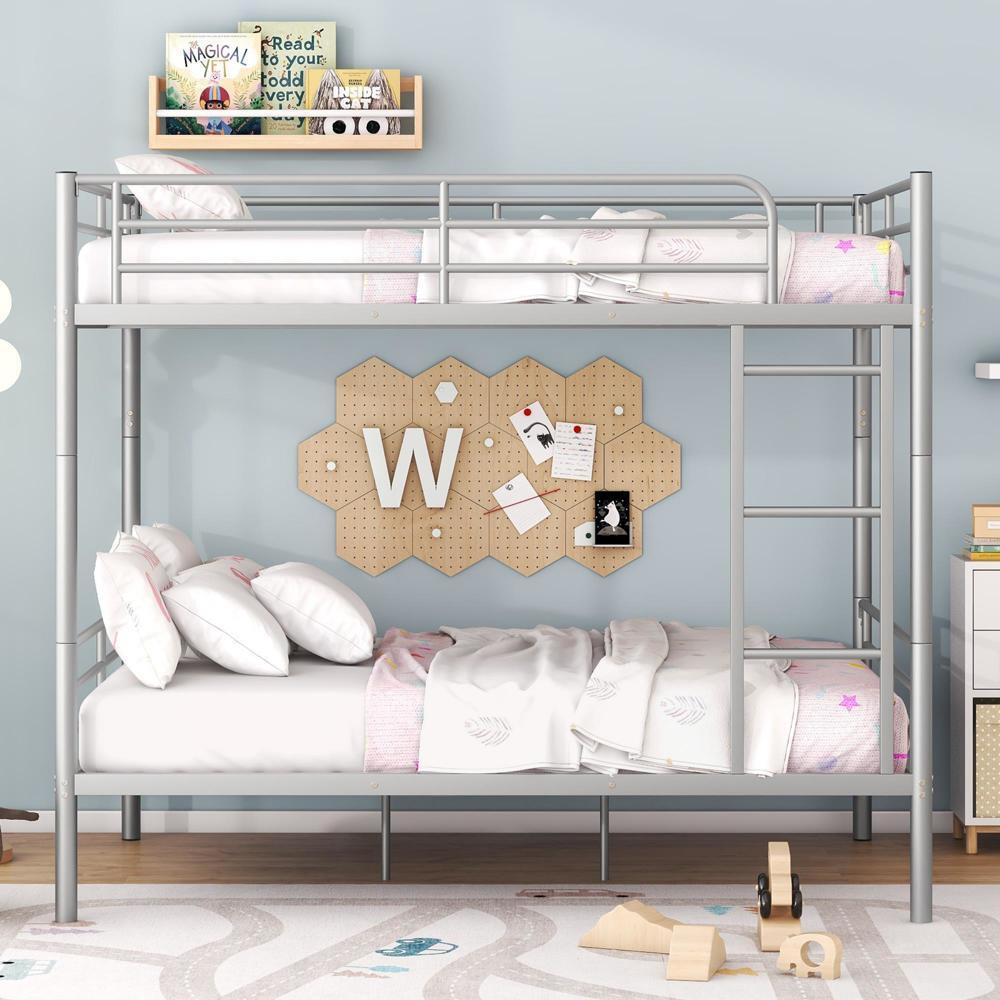 Full Over Full Metal Bunk Bed Sliver
