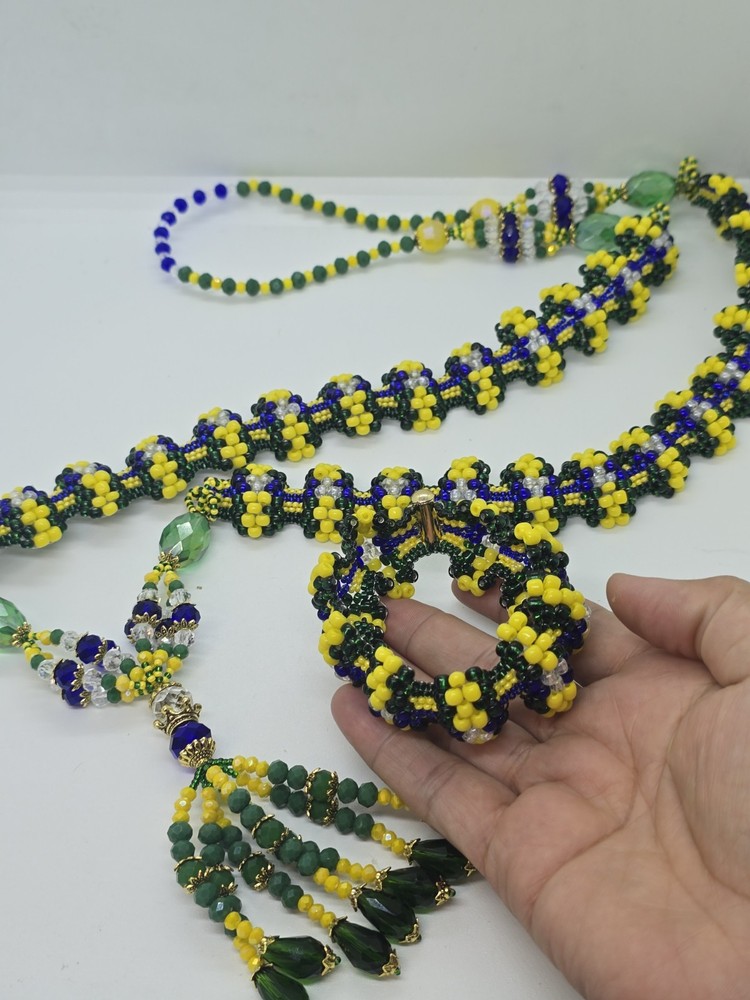 Set de collar e idde ORULA CON YEMAYA Deluxe Tejido