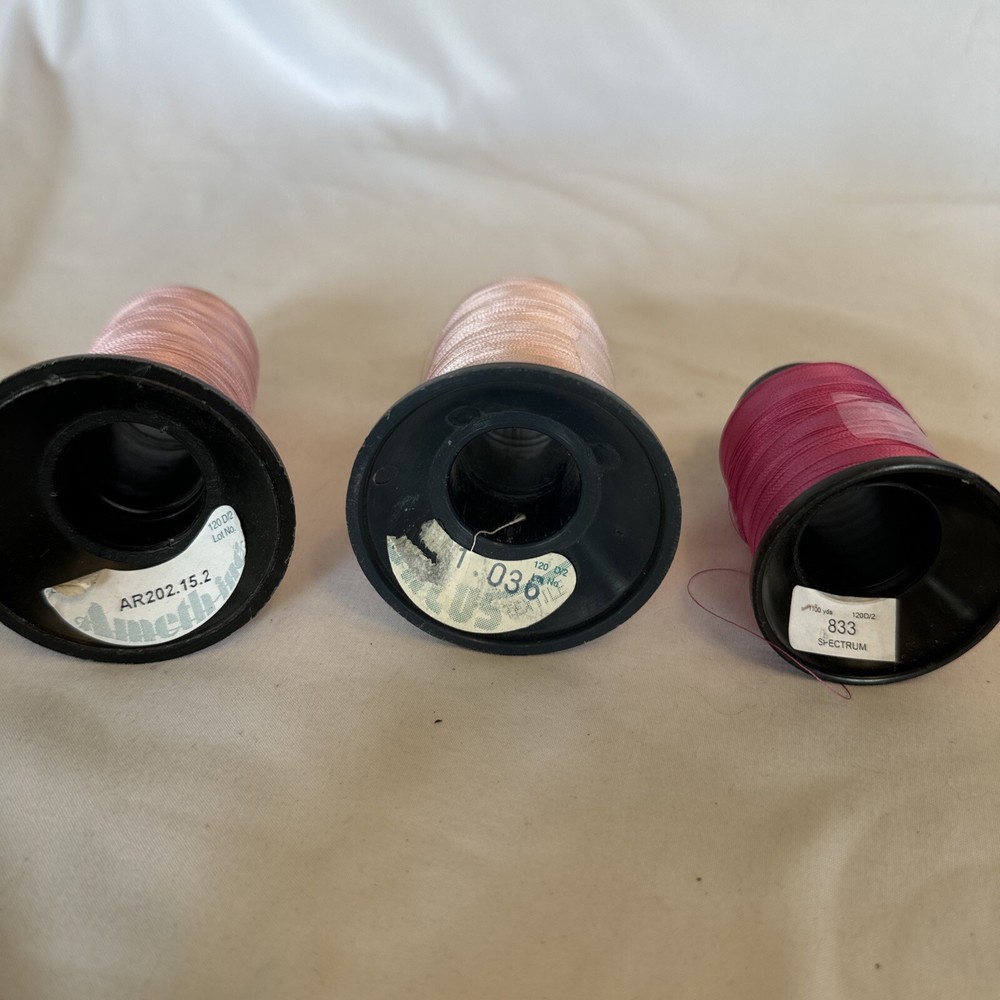 Lot Of 3 Embroidery Machine Thread Pinks Used
