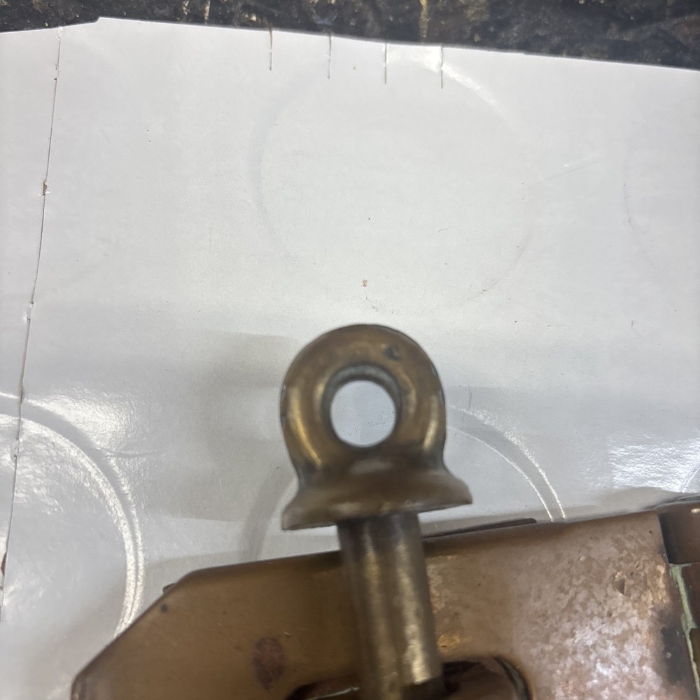 Antique Solid Brass Padlock Hasp Locking Pin Early Industrial Hardware