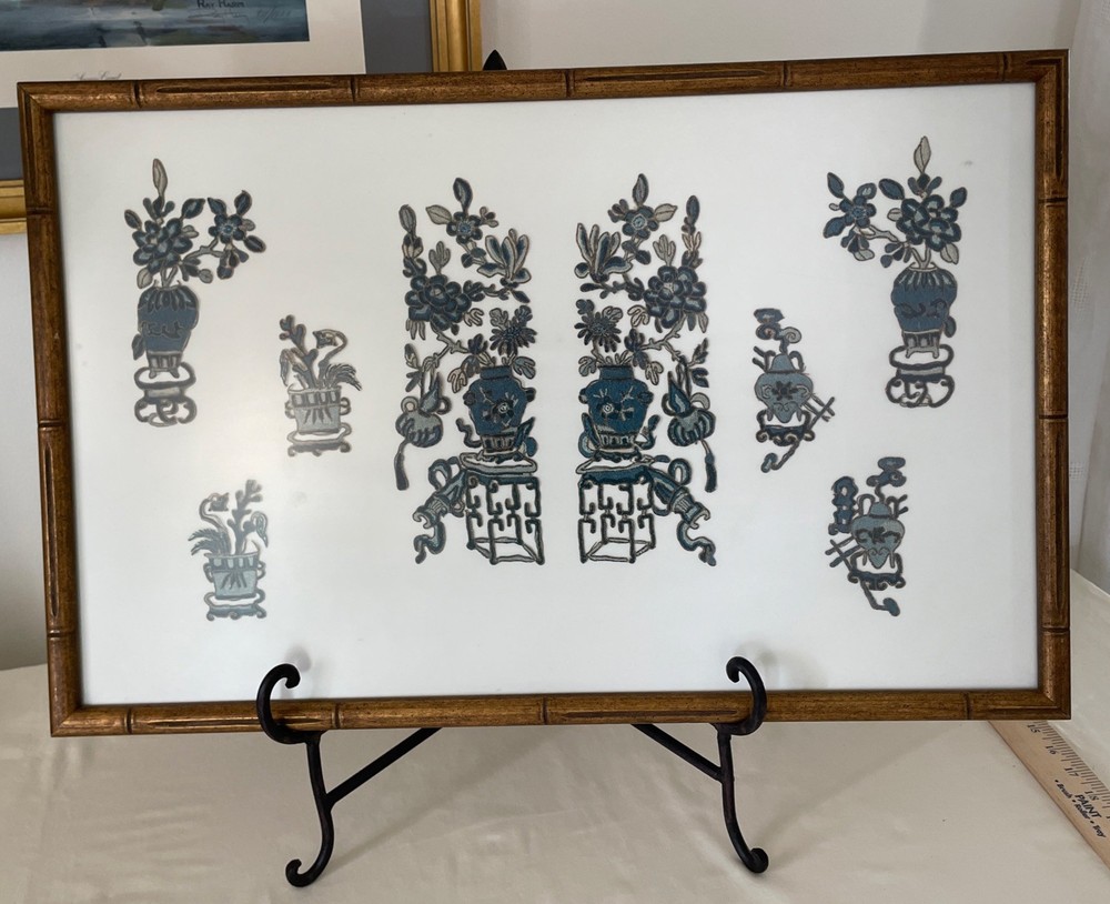 Chinese Medallions Textiles Framed