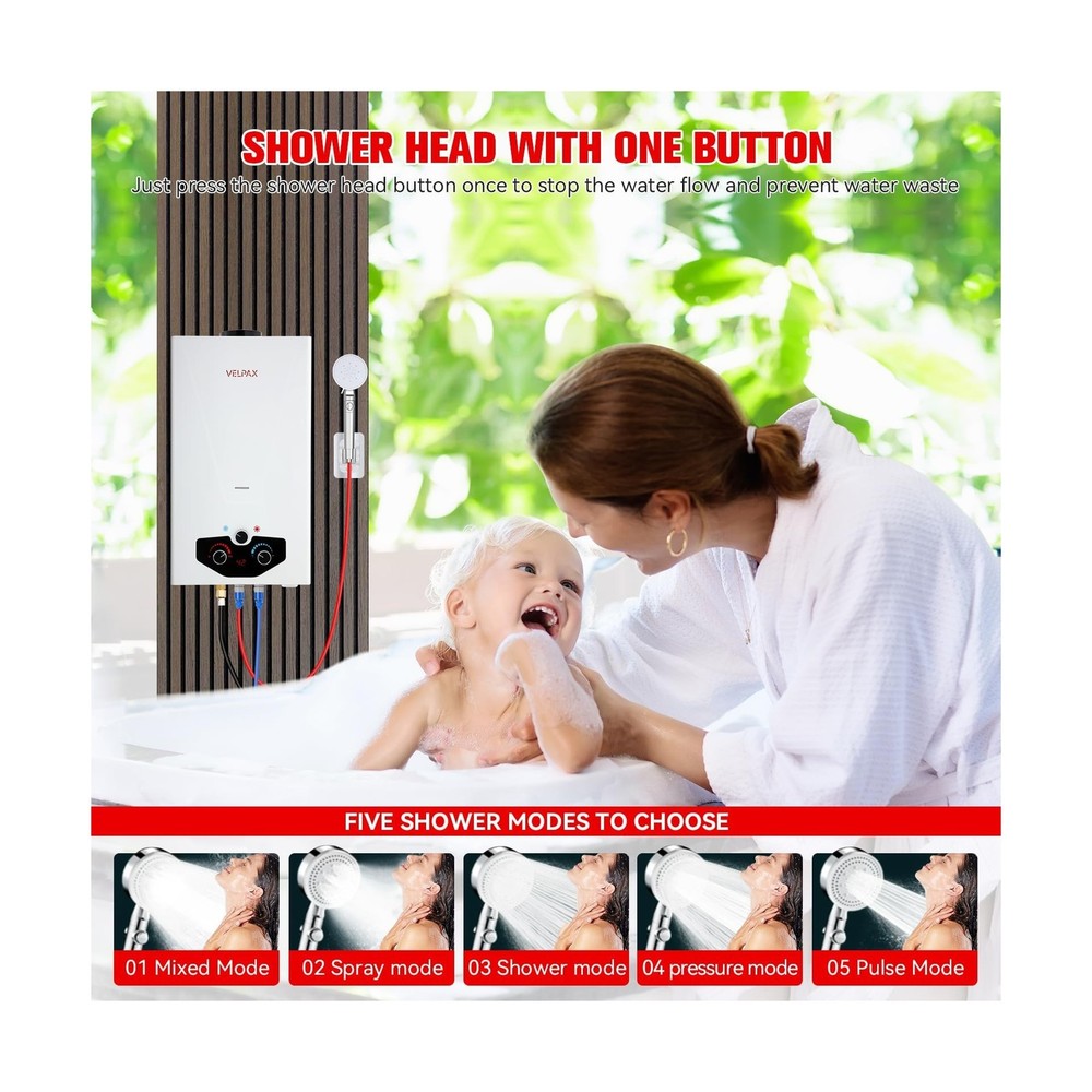 Tankless Water Heater Propane,2.64GPM 10L Outdoor Portable water heater,with ...