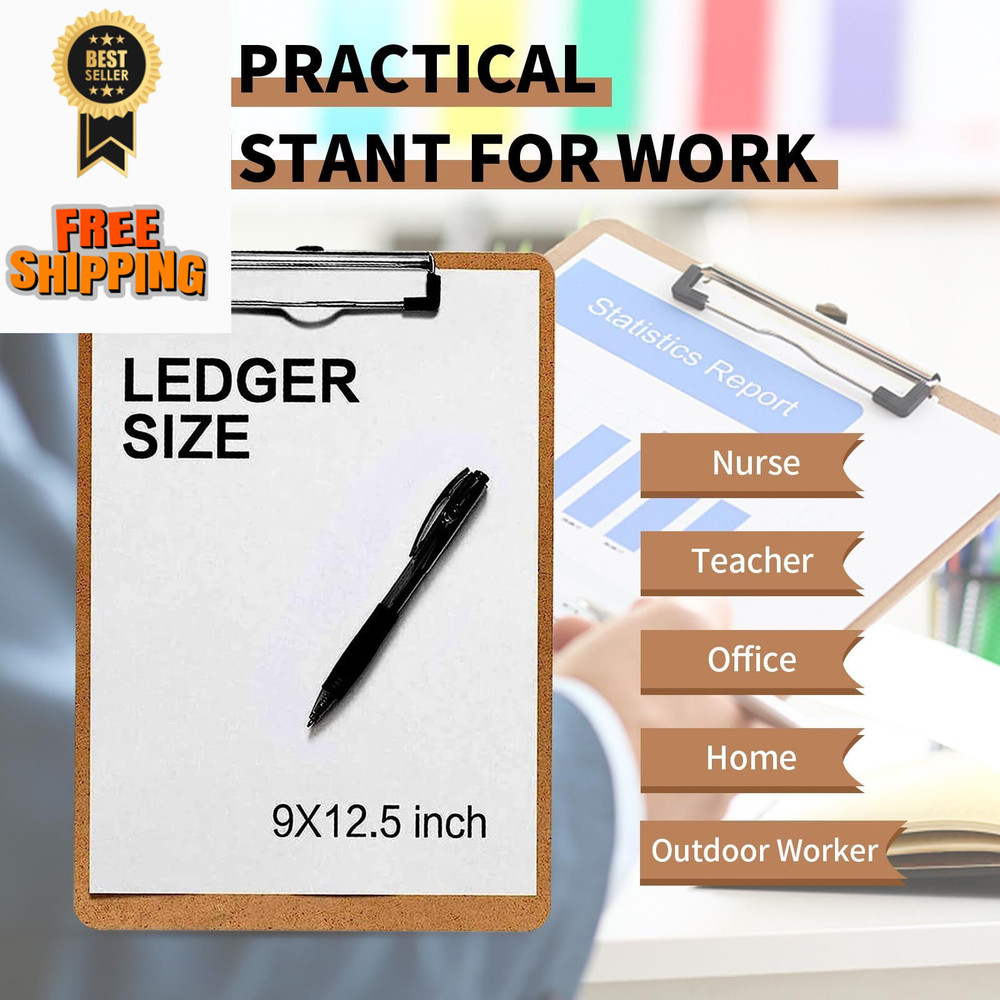 Clipboards, PANDRI 12 Pack Hardboard Office Low Profile Brown