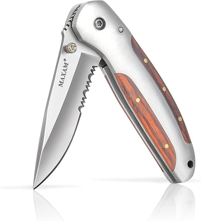 MAXAM Liner Lock Serrated Folding Pocket Knife - 4"