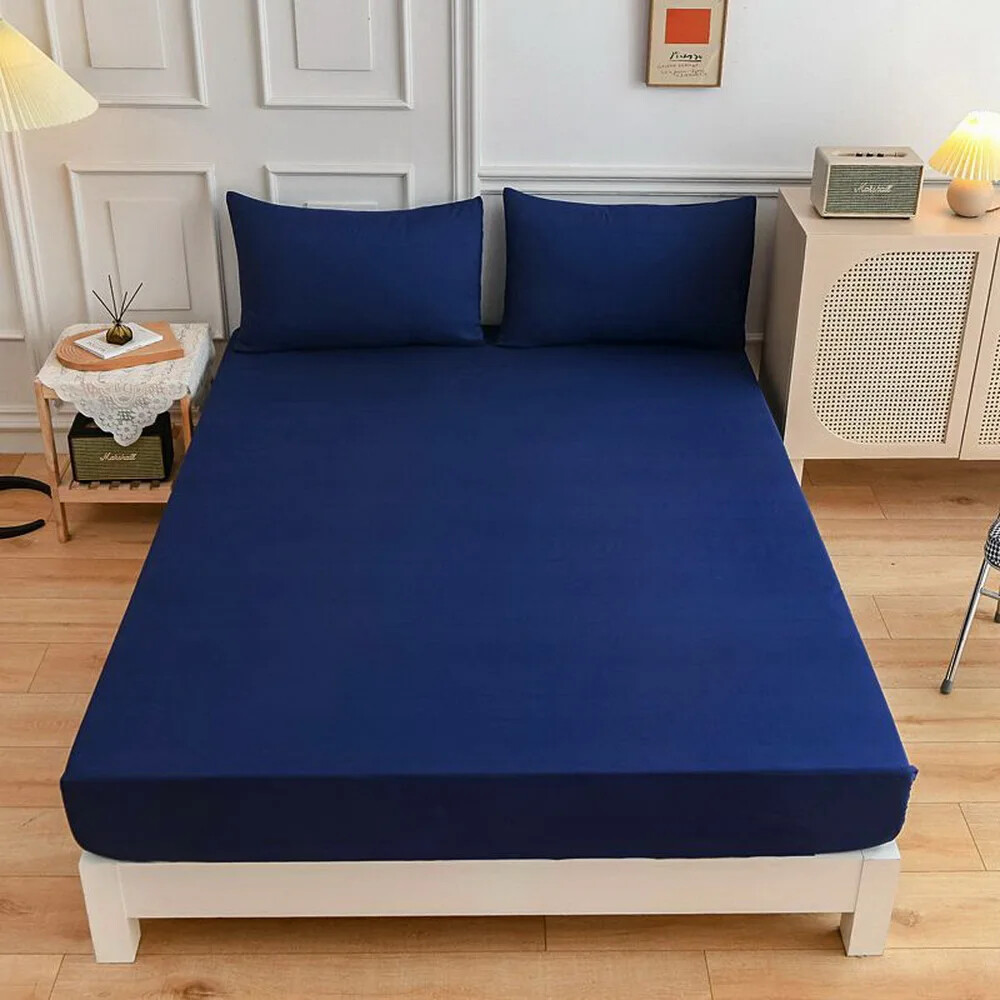 Fashion Simple Solid Color Fitted Sheets Mattress Cover with Elastic Microfiber