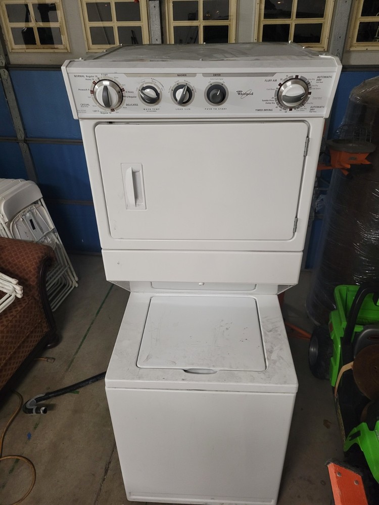 Whirlpool Thin Twin Stackable Electric Washer Dryer White, Delicates, Timed Dry