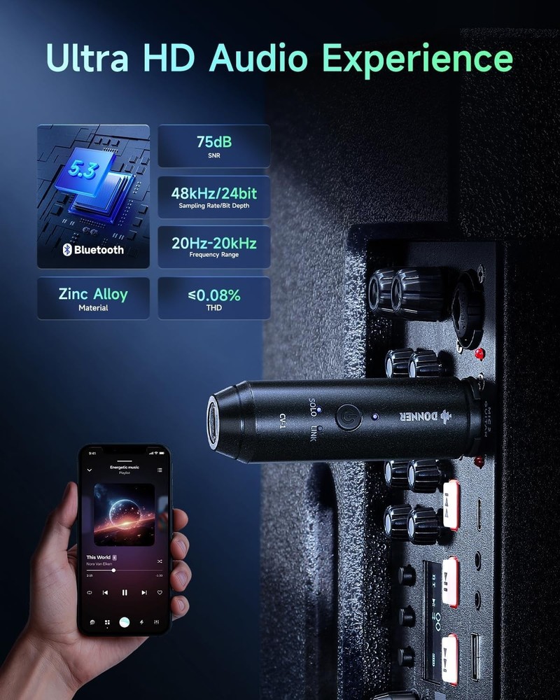 XLR Bluetooth Receiver, Wireless Bluetooth Adapter for Speakers, PA Systems, Aud