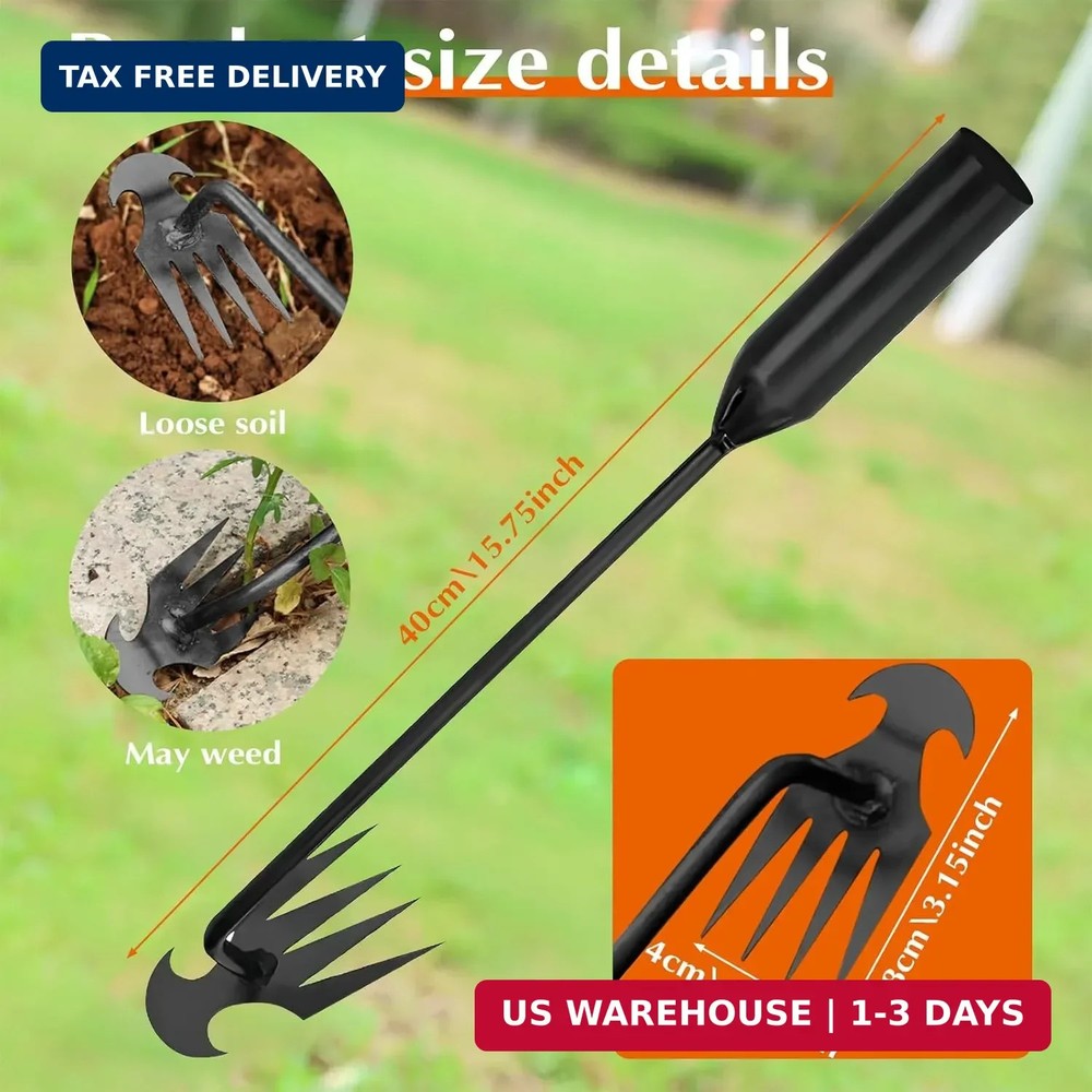 Weed Puller Tool Garden Weed Pulling Tool,Portable Garden Weeding Tool,4 Teeth M