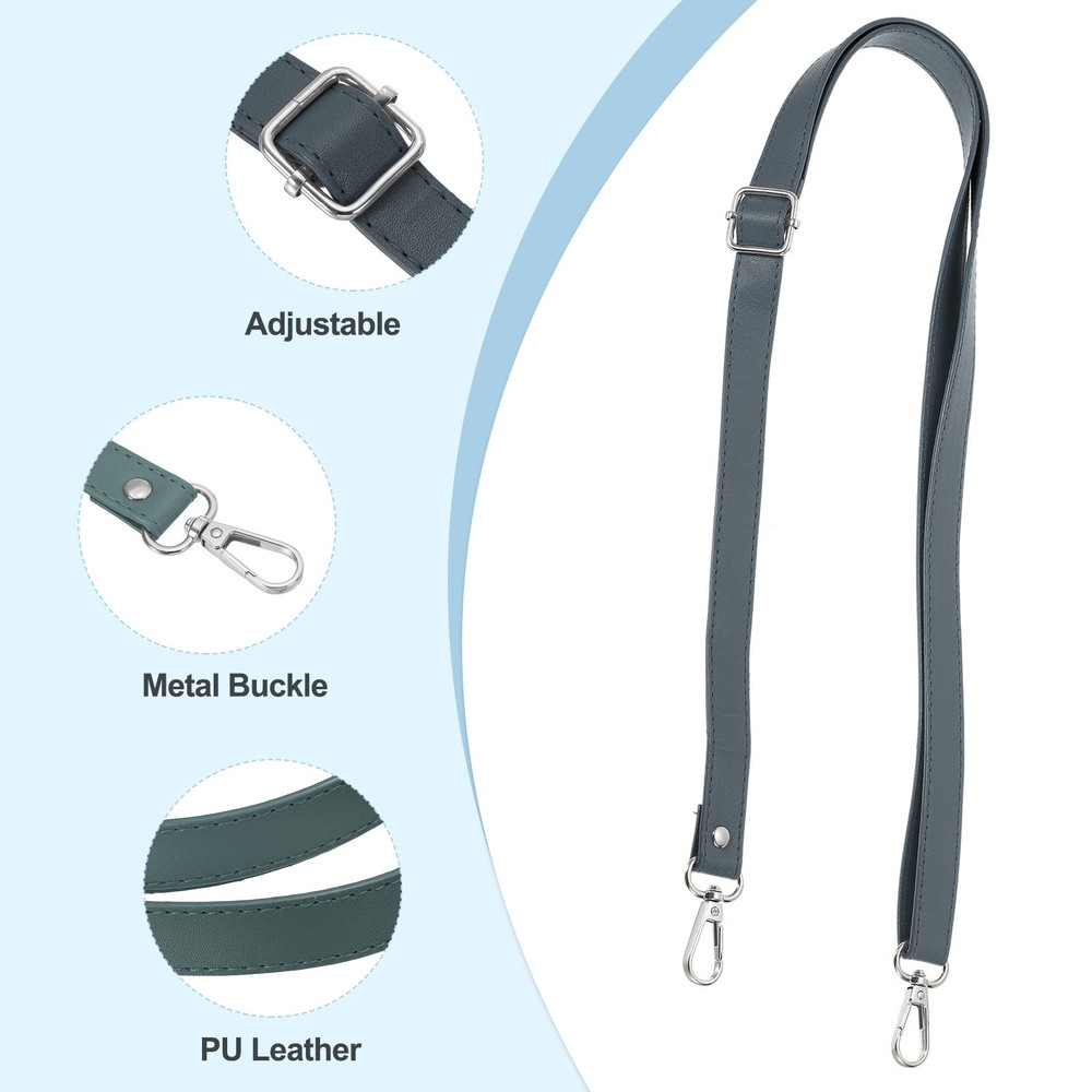 51 Inch Adjustable Leather Purse Strap with Silver Hardware, Light Blue