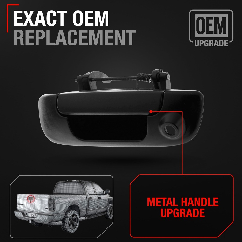 Tailgate Handle w/ Camera Hole for Dodge Ram 1500, Ram 2500, Ram 3500 - Textu...