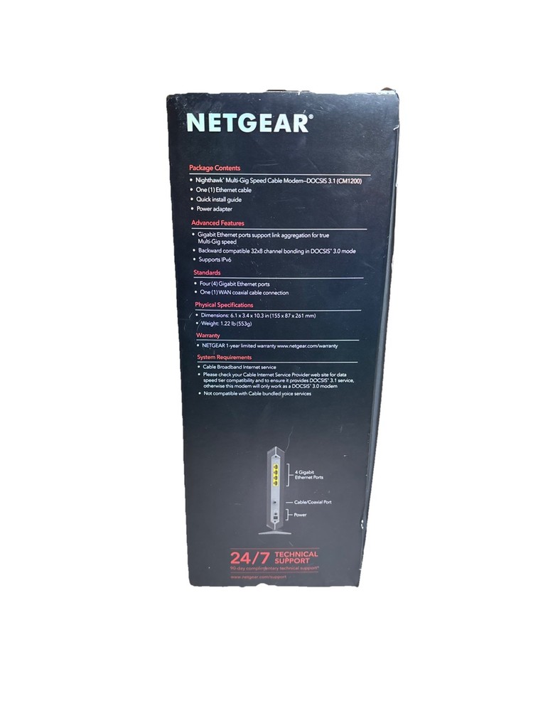 NETGEAR Nighthawk CM1200-100NAS DOCSIS 3.1 Cable Modem