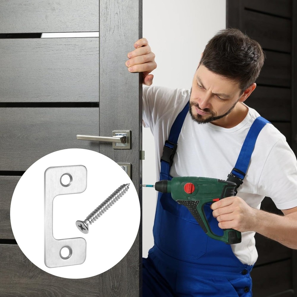 4 Pcs Adjustable Strike Plate for Exterior Doors, Security Strike Plate