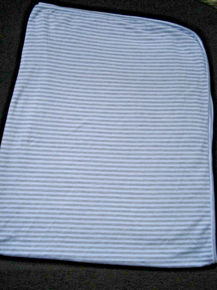 Gray White Stripe Large Stretchy Swaddle Blanket 30" x 42" NEW