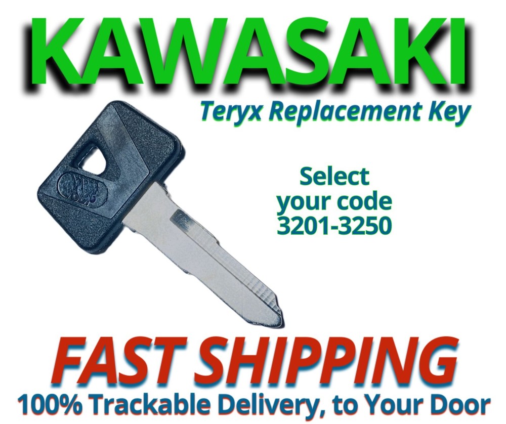 Kawasaki Teryx Keys UTV Replacement Key Cut to Code 3201-3250 Plastic Head