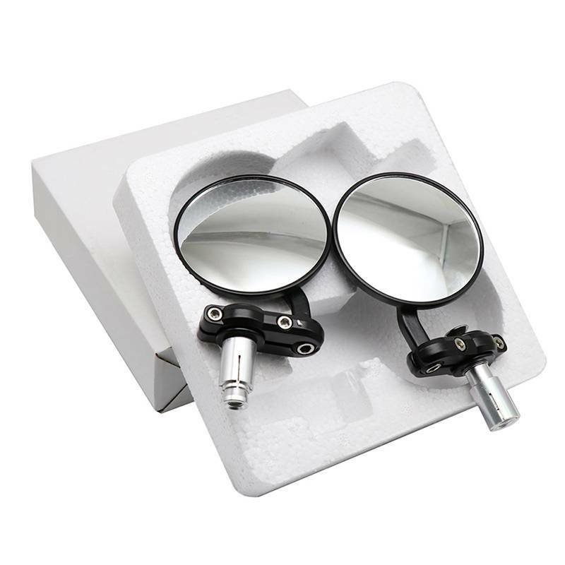 CNC Round Black Rear View Mirror Set Custom for 7/8" Handlebar End Motorcycle us