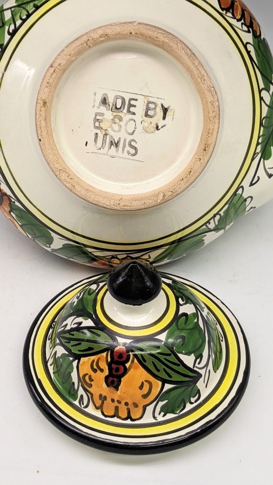 Le Souk Tunisia Ceramic Pottery Hand Painted Teapot Pomegranates