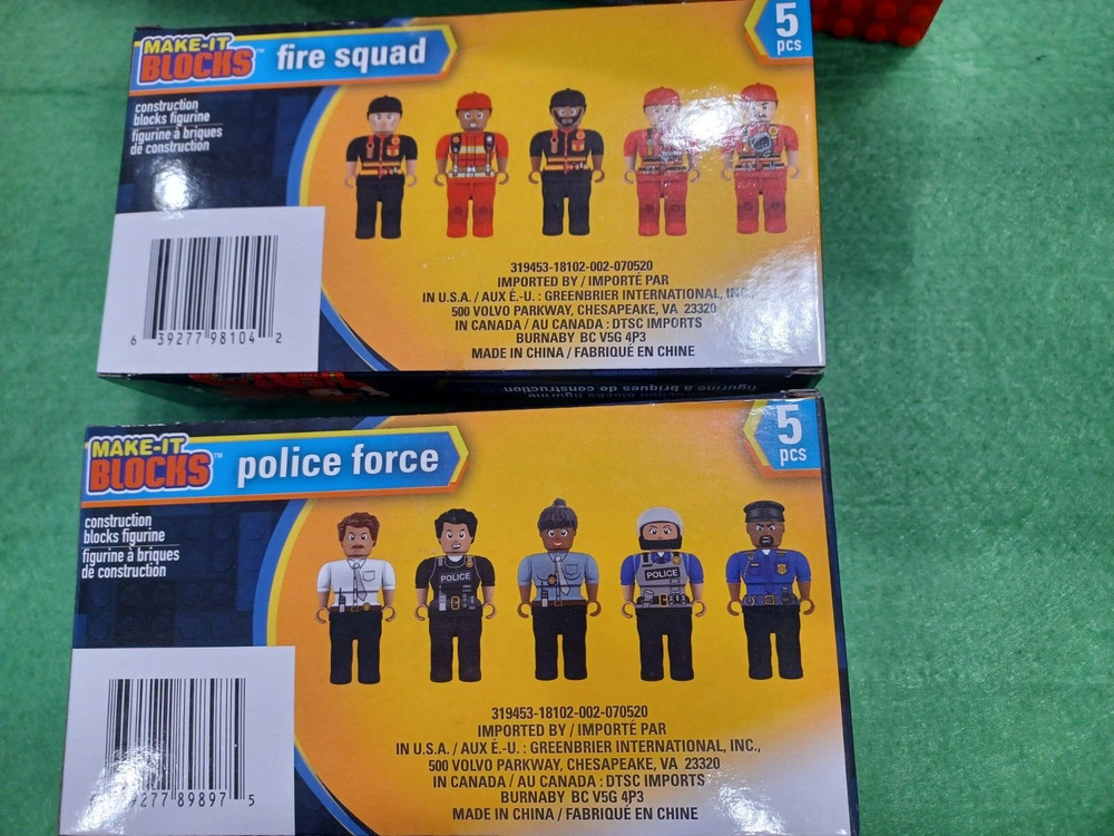 Make It Blocks Police Force + Fire Squad Mini Figures + empty Storage Case