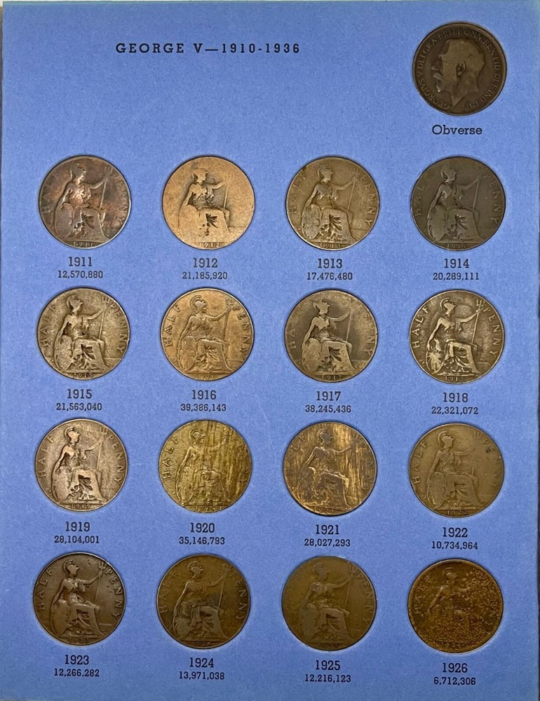 Great Britain Halfpennies Collection 1902-1936