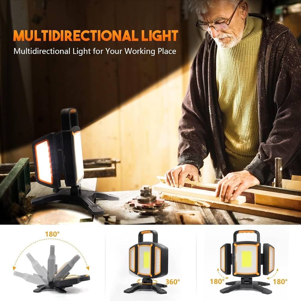 30W Rechargeable Work Light, 3000 Lumen Magnetic Work Light Battery Powered, ...