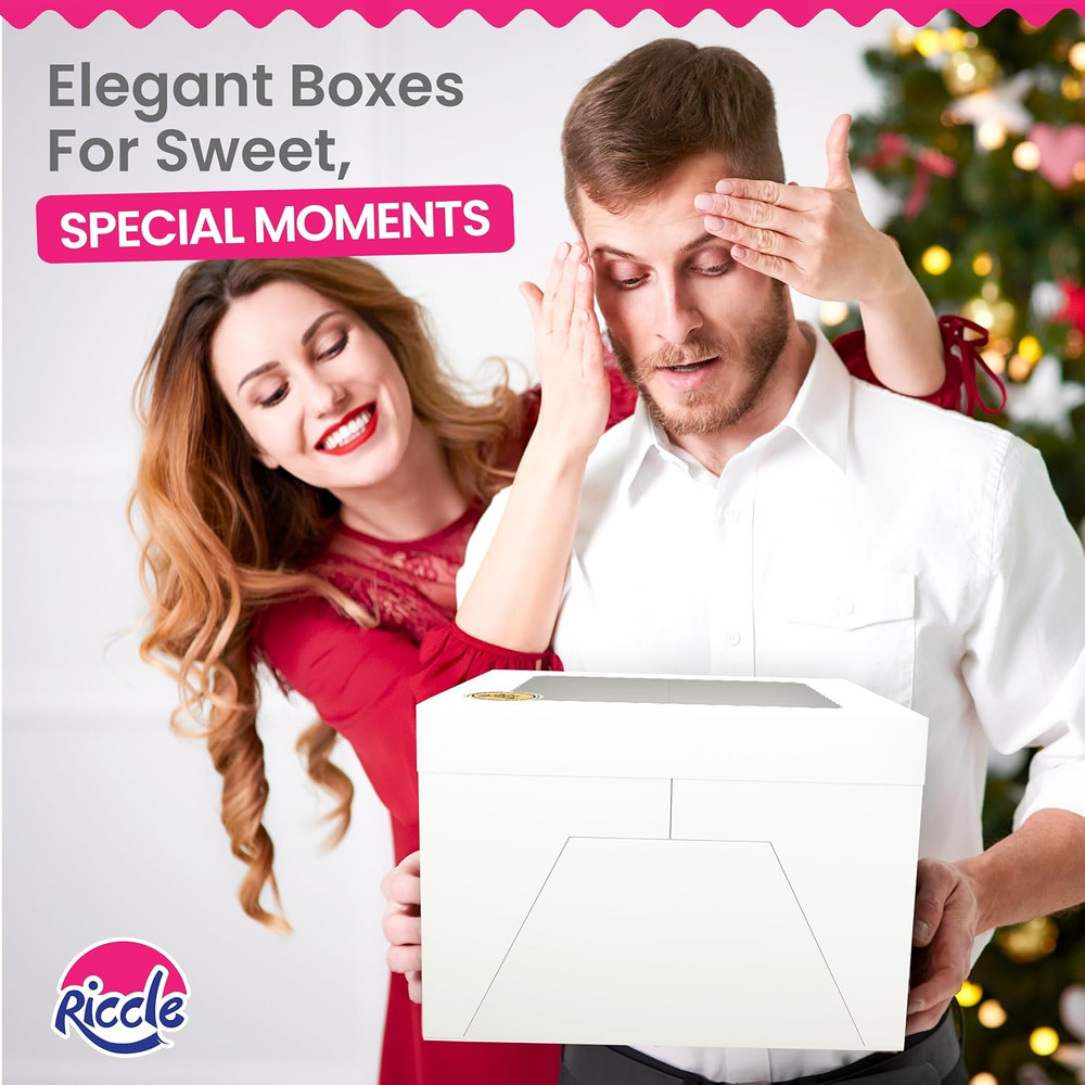 15 Pcs Cake Boxes 12X12X8" Tall Cake Box with Window Large White Bakery Boxes
