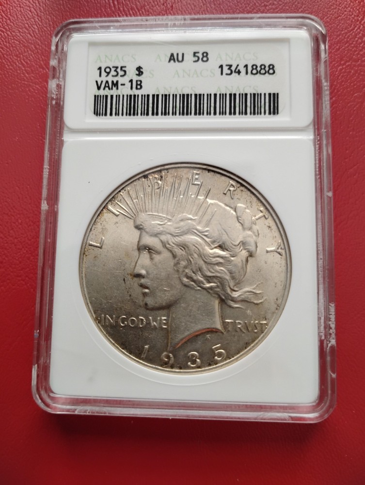 1935 Peace Silver Dollar AU58 VAM 1B