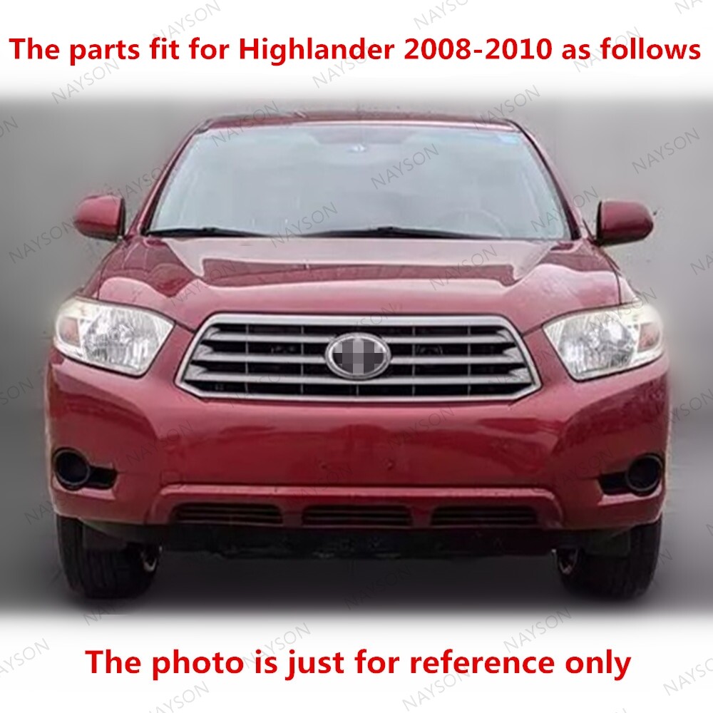 For Highlander 2008 2009 2010 Chrome Front Grille + Bumper Retainer Brackets 3PC