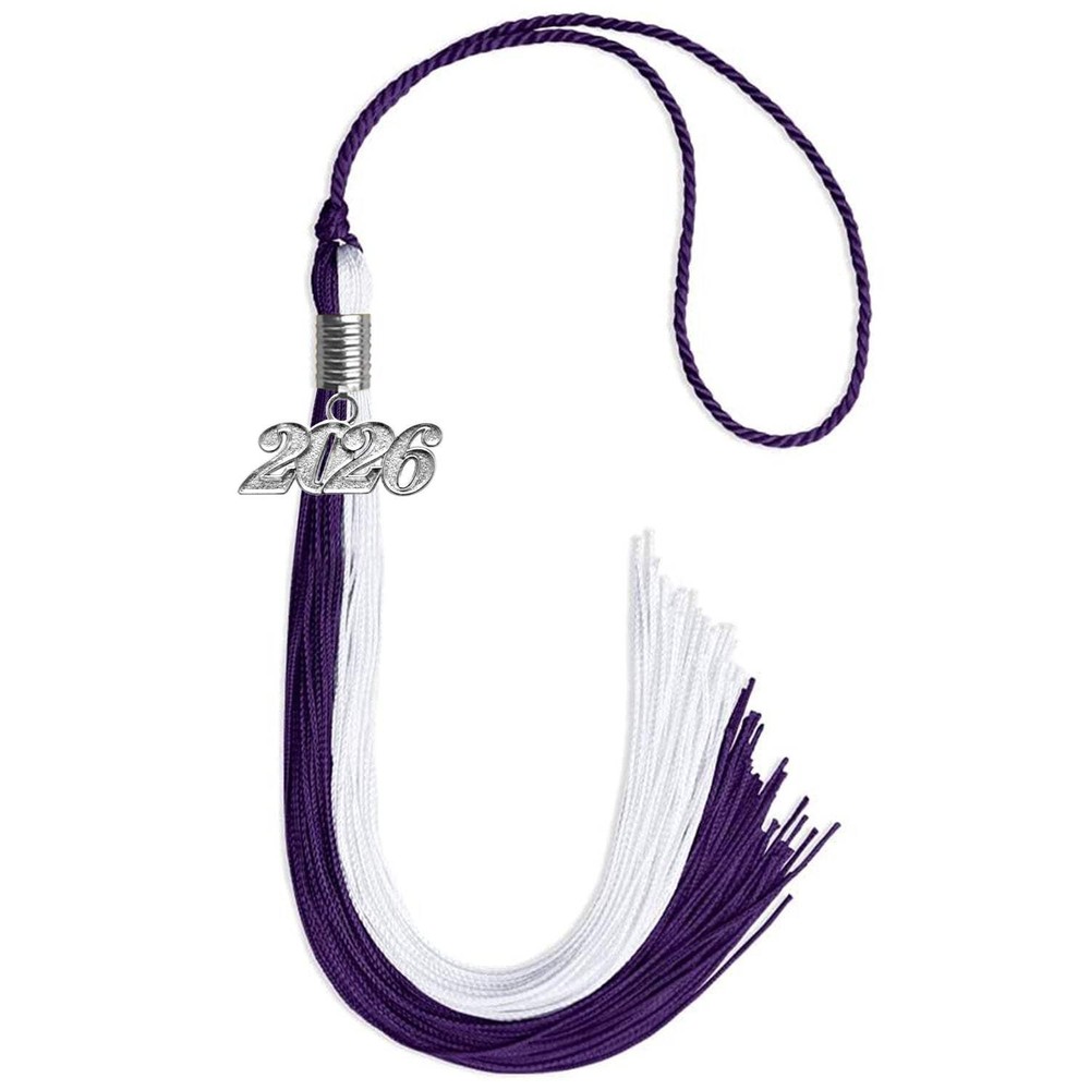 Endea Graduation Purple/White Tassel With Silver Date Drop