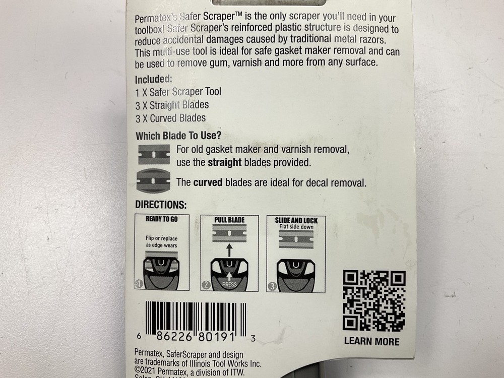 Permatex 80191 Safer Scraper Plastic Scraper And Long Handle Reduces Damage