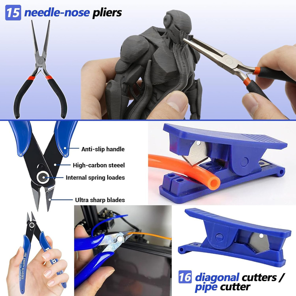 262-Piece 3D Printer Tool Set with Bag - Complete Model Tool Kit