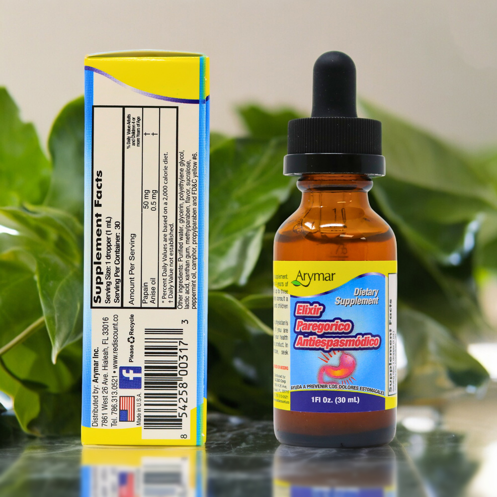 Arymar - Elixir Paregorico Antiespasmodico, Digestive Support, 1fl oz (30ml)