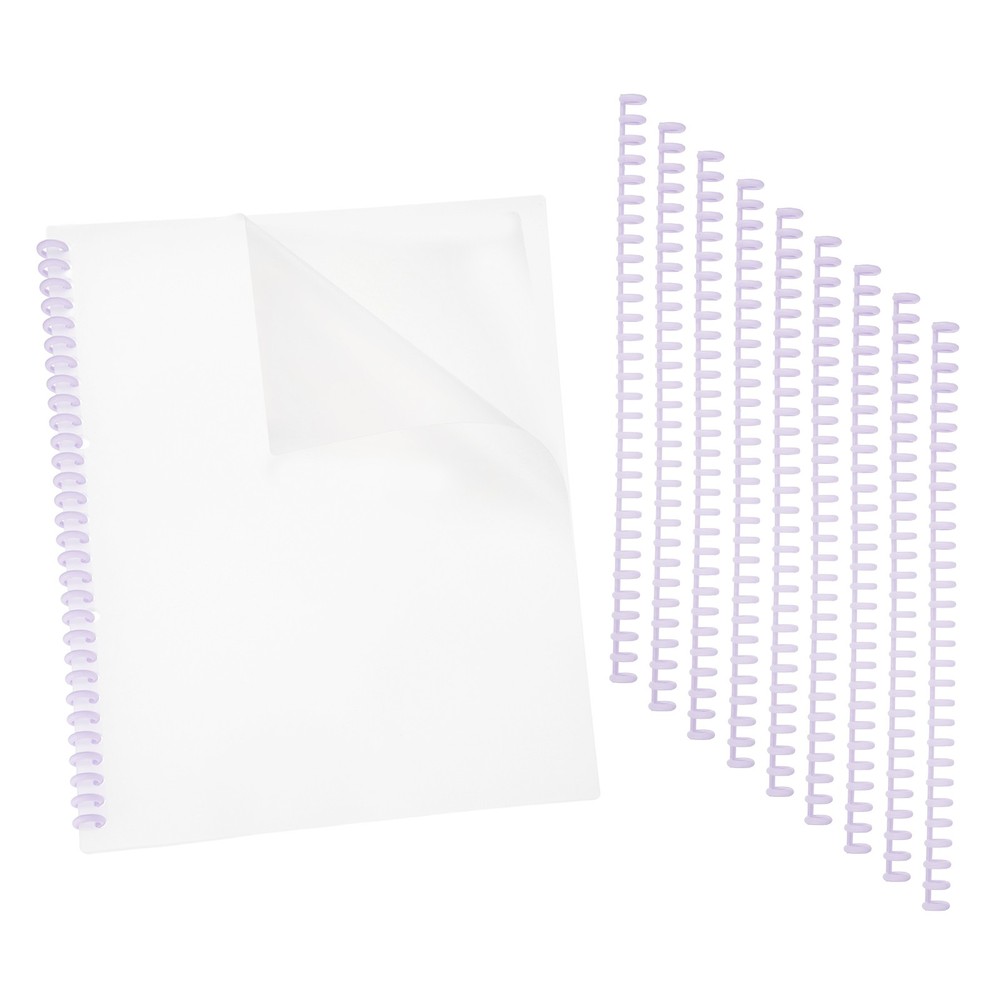 20Pcs Clear Presentation Binding Covers with 10Pcs 8.5mm Combs Kit, Purple
