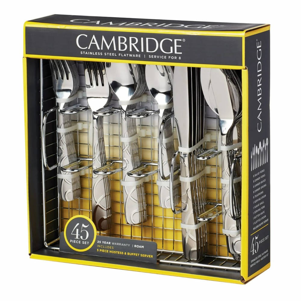 45-Piece Stainless Steel Flatware Set & Hostess Set, Silver, Service for 8