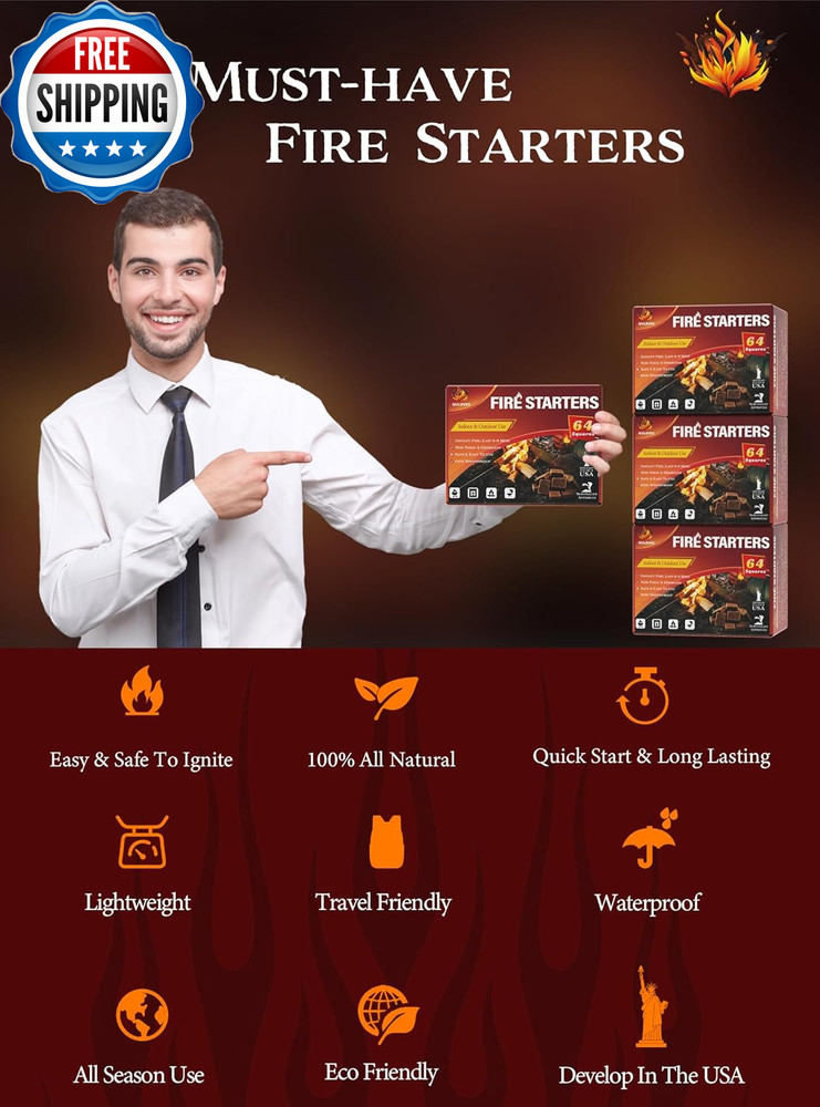 Fire Starter Squares 192 Natural & Odourless Firestarters Cubes...