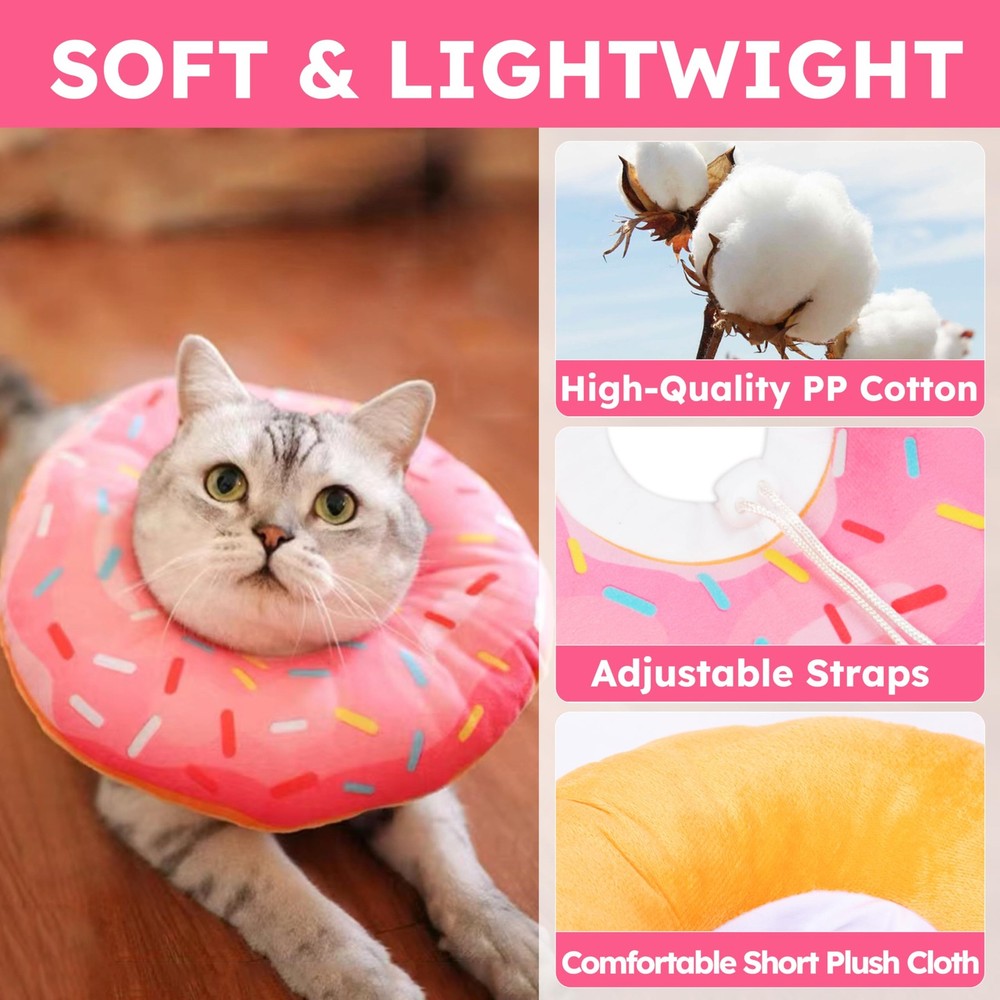 Soft Cat Cone Collar Adjustable Recovery Donut for Kittens