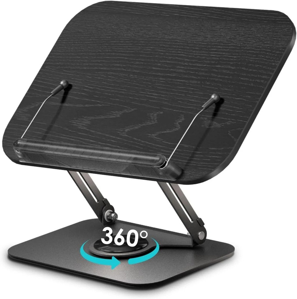 Book Stand for Reading,Book Holder, Height&Angle Adjustable, 360° Rotating Base,