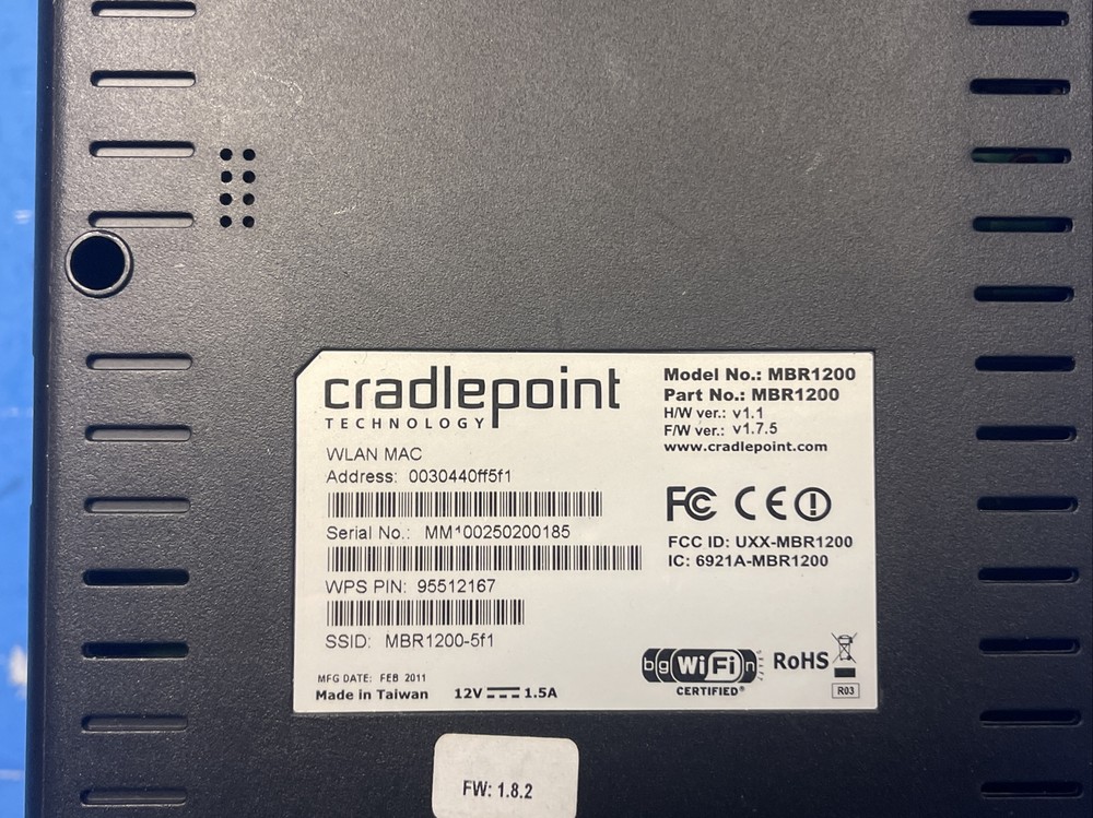 CRADLEPOINT TECHNOLOGY WIPIPE MBR1200 WIRELESS ROUTER