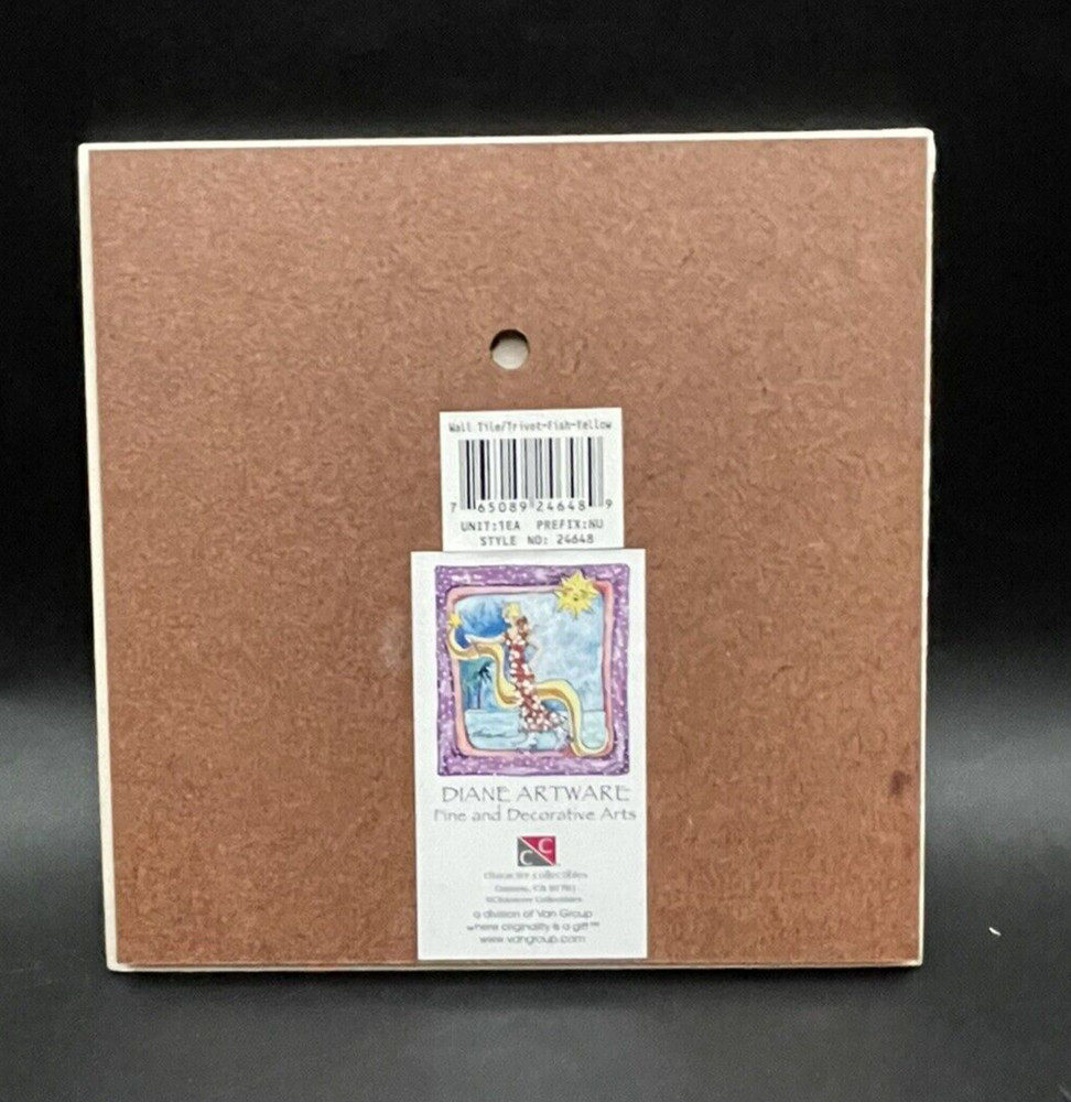 Diane Artware Ceramic Yellow Fish 6x6 Wall Tile Trivet