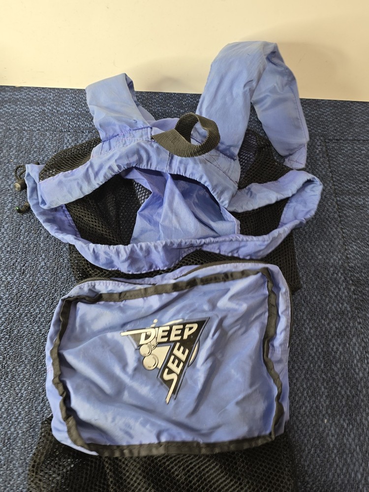 Deep See Blue Shoulder Mesh Professional Diving Equipment Drawstring Bag Vintage