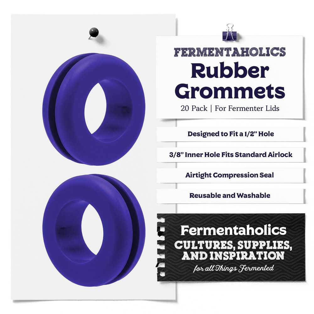 Fermentaholics Indigo Airlock Fermentation Replacement Grommets - 20 pack