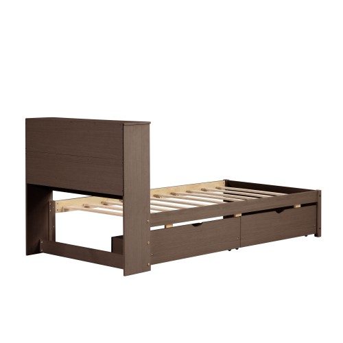 Built-in USB Port On Bookcase Headboard, Modern Twin Size Bed Frame