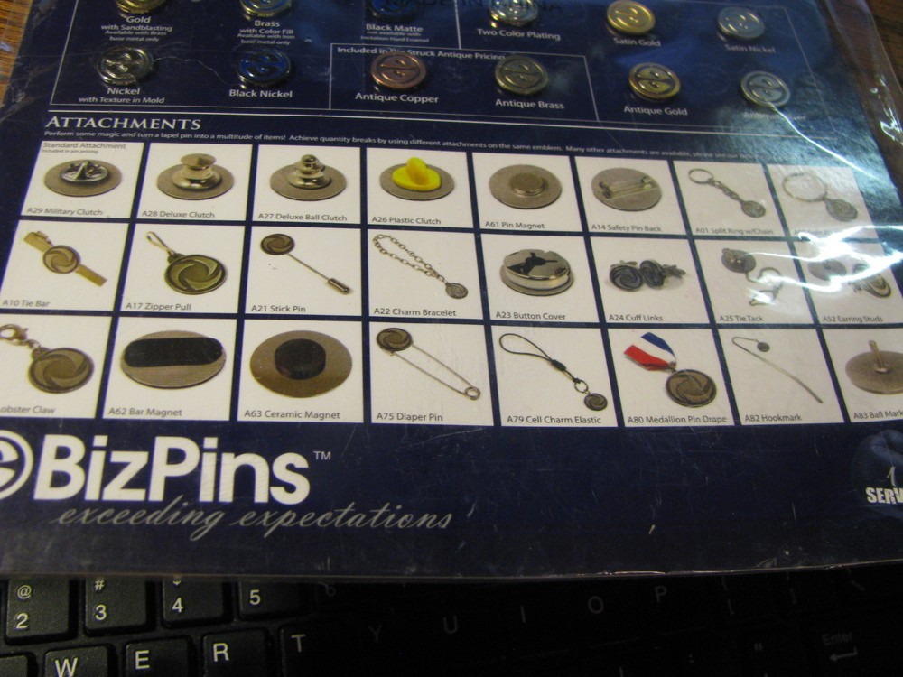 Biz Pins Lapel Pin Sample Card Flat# OM