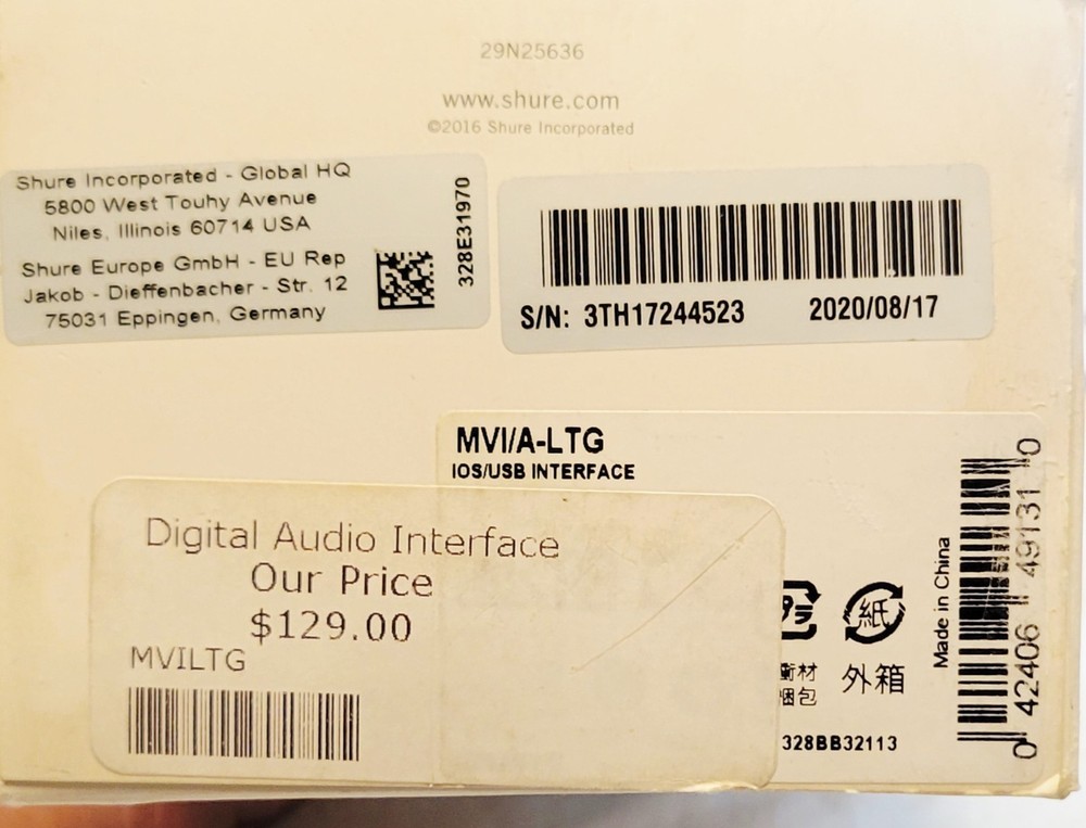 Shure MVi/A-LTG Digital Audio Interface