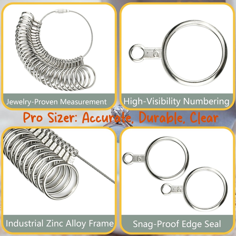Ring Sizer Measuring Tool 4-in-1 Set Sizing Kit, silver set