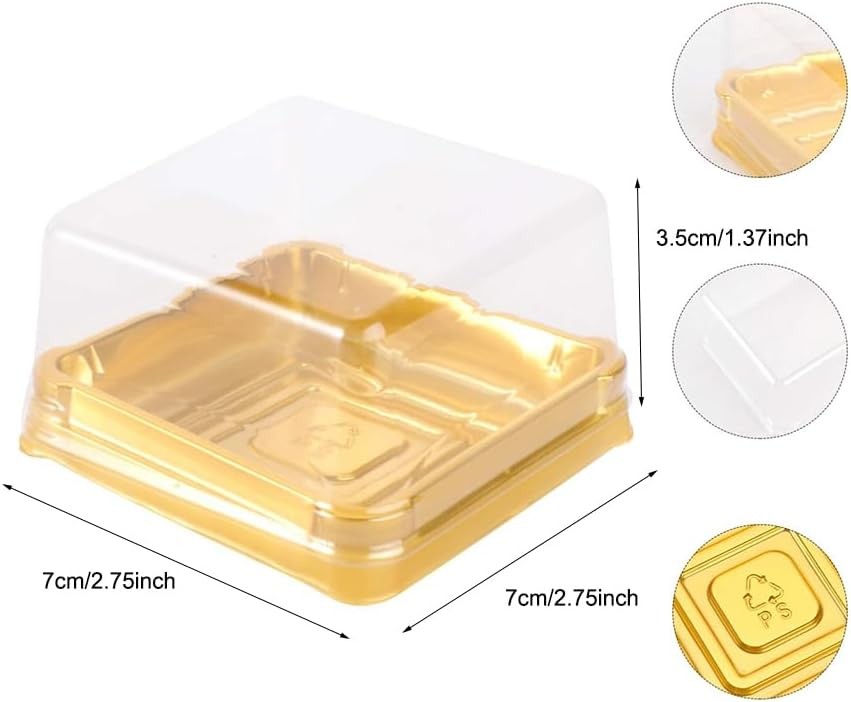 Clear Plastic Mini Cake Boxes, Square Cupcake Holders, Mini Dessert Packaging wi