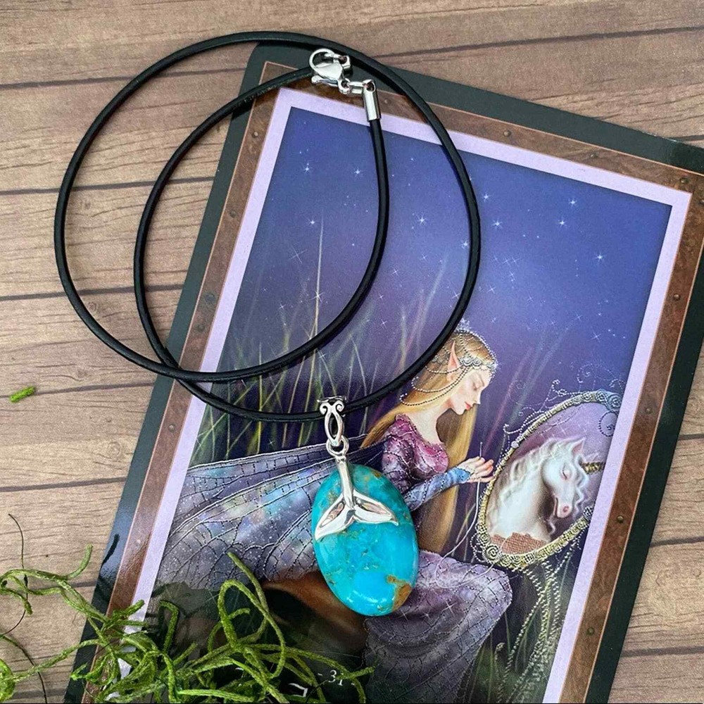 Blue Mohave Turquoise Whale Tail Necklace
