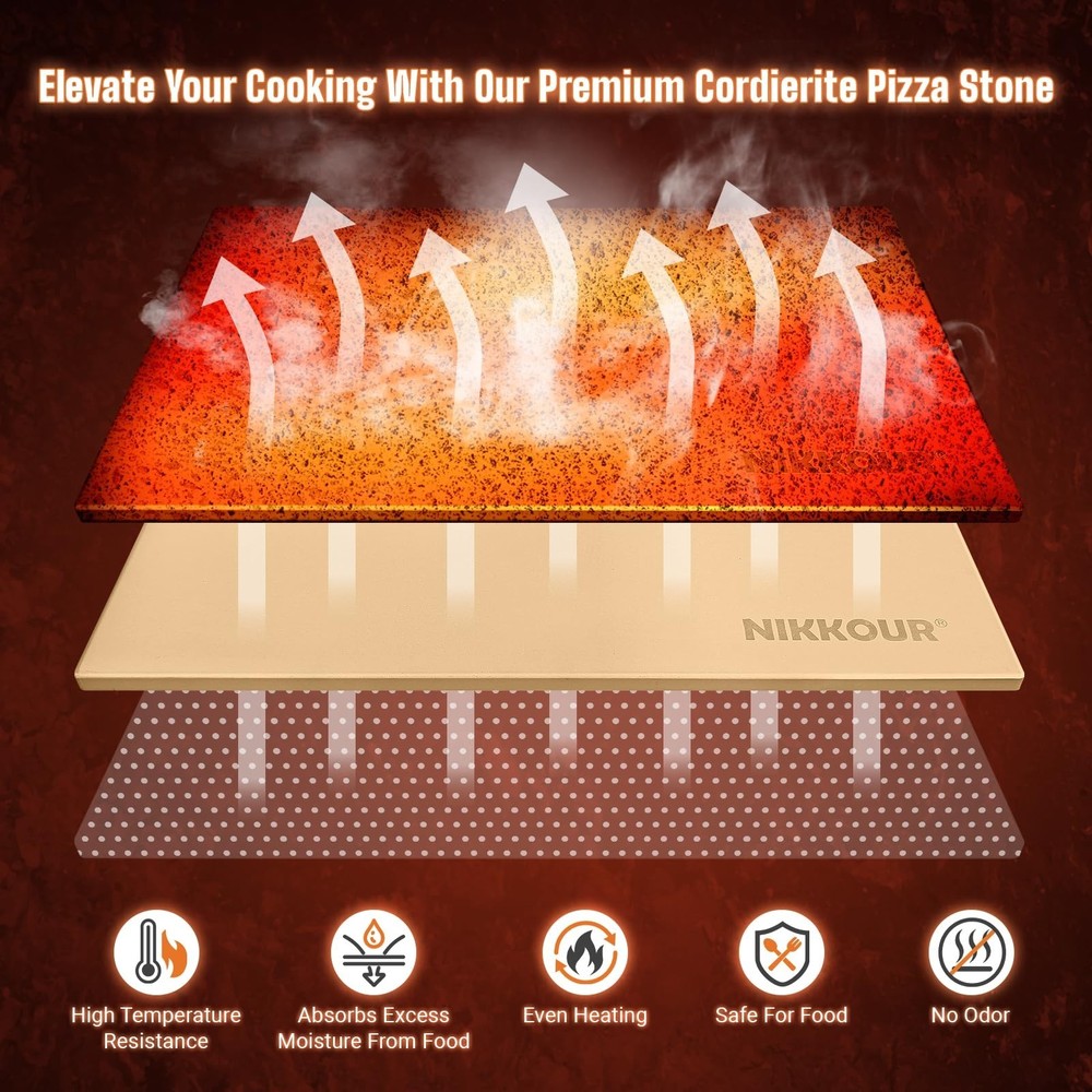 22 Inch Extra Large Rectangular Pizza Stone for Oven & Grill, Cordierite Baki...