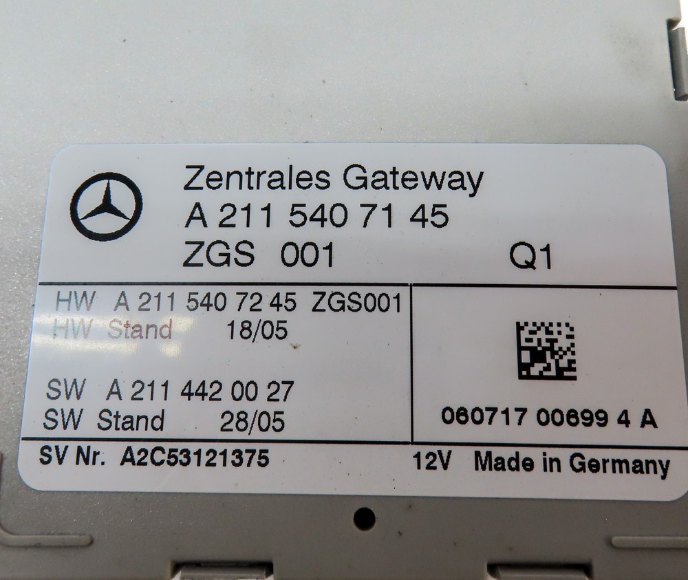 2007 MERCEDES CLS63 AMG (W219) CENTRAL GATEWAY CONTROL MODULE