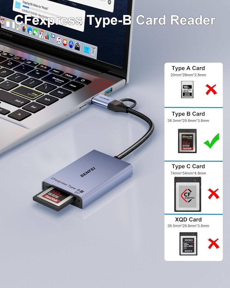 Reliable CFexpress Type B Card Reader - 10Gbps Transfer, Portable Design
